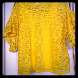 Yellow tank/w knitted pullover
